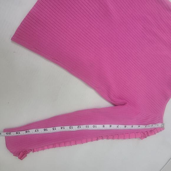 Y2K Ribbed Knit Long Sleeve Top Laced Caged Sleeves Silk Blend Large - Picture 6 of 9